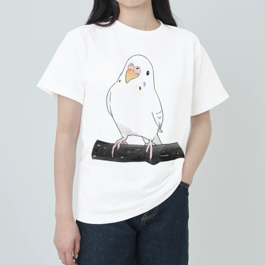 まめるりはことりのまったりセキセイインコちゃん【まめるりはことり】 ヘビーウェイトTシャツ