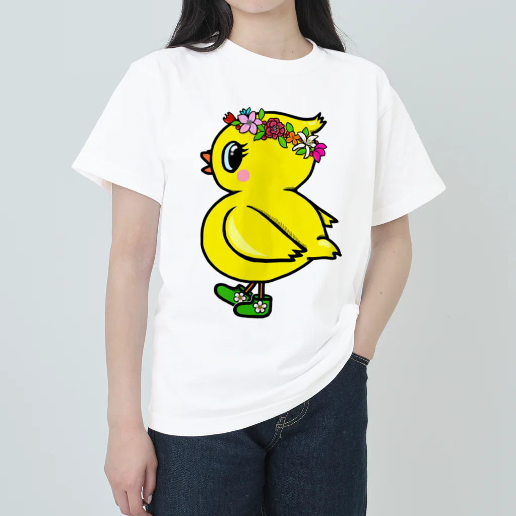 LalaHangeulの花冠ひよ子 ヘビーウェイトTシャツ