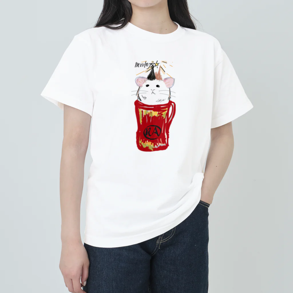 ｆｕｆｕのRAオリジナルイラスト「morleys」モルモットウズラシュ ヘビーウェイトTシャツ