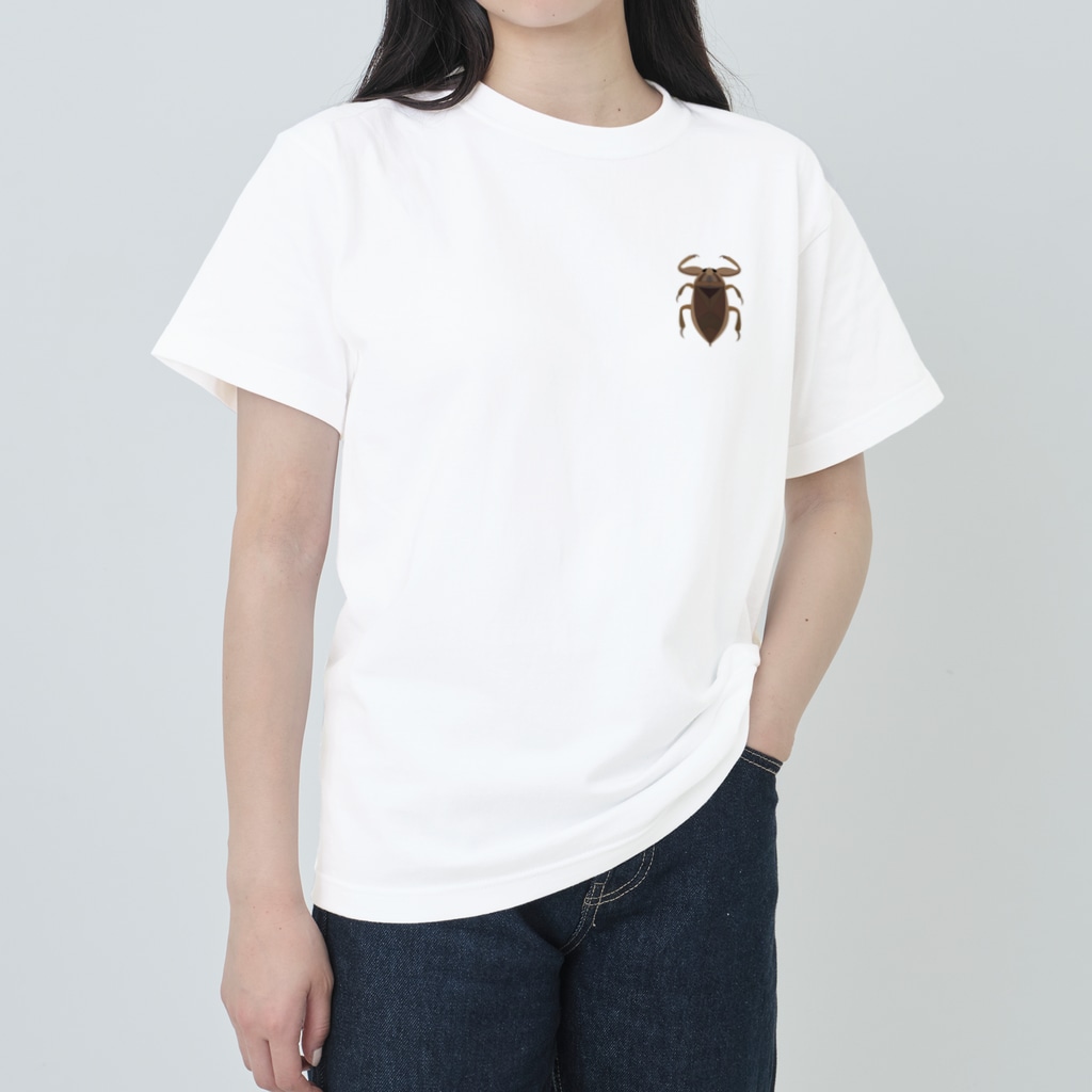 ★SUZURIのTシャツセール開催中！！！☆kg_shopの[☆両面] ゲンゴロウどっち【視力検査表パロディ】 Heavyweight T-Shirt