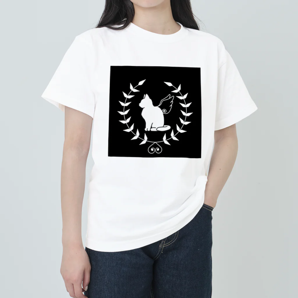 いろはにゃんこ堂の羽ねこさん(白) ヘビーウェイトTシャツ