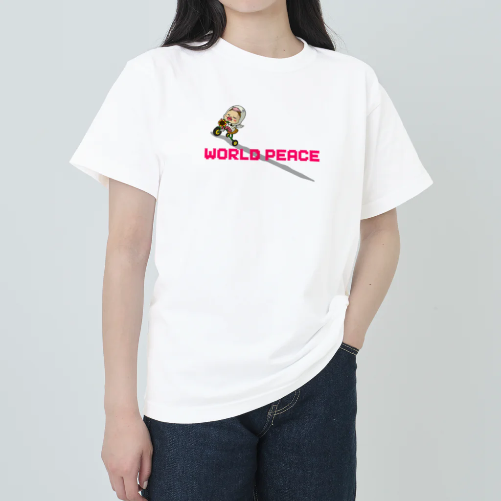 Siderunの館 B2の世界平和だよ！さげみちゃん（ドット文字） ヘビーウェイトTシャツ