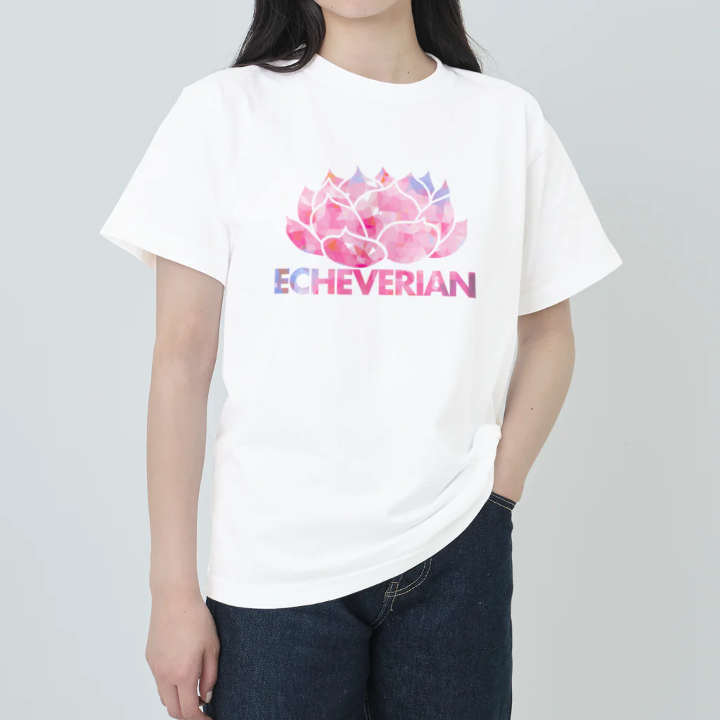 Mrs.Succulentのエケベリアンロゴ（ピンクアイス柄 ヘビーウェイトTシャツ