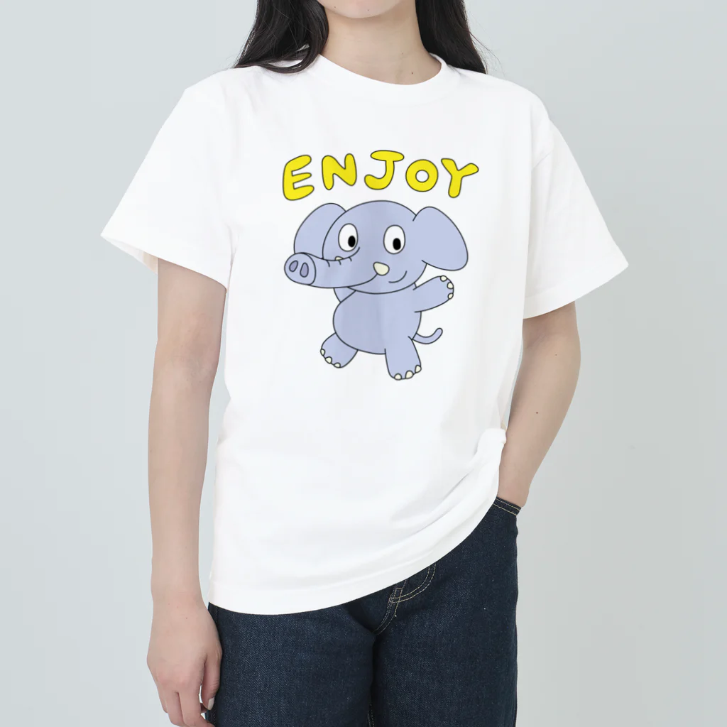 ガモさんのENJOY！エレファント Heavyweight T-Shirt