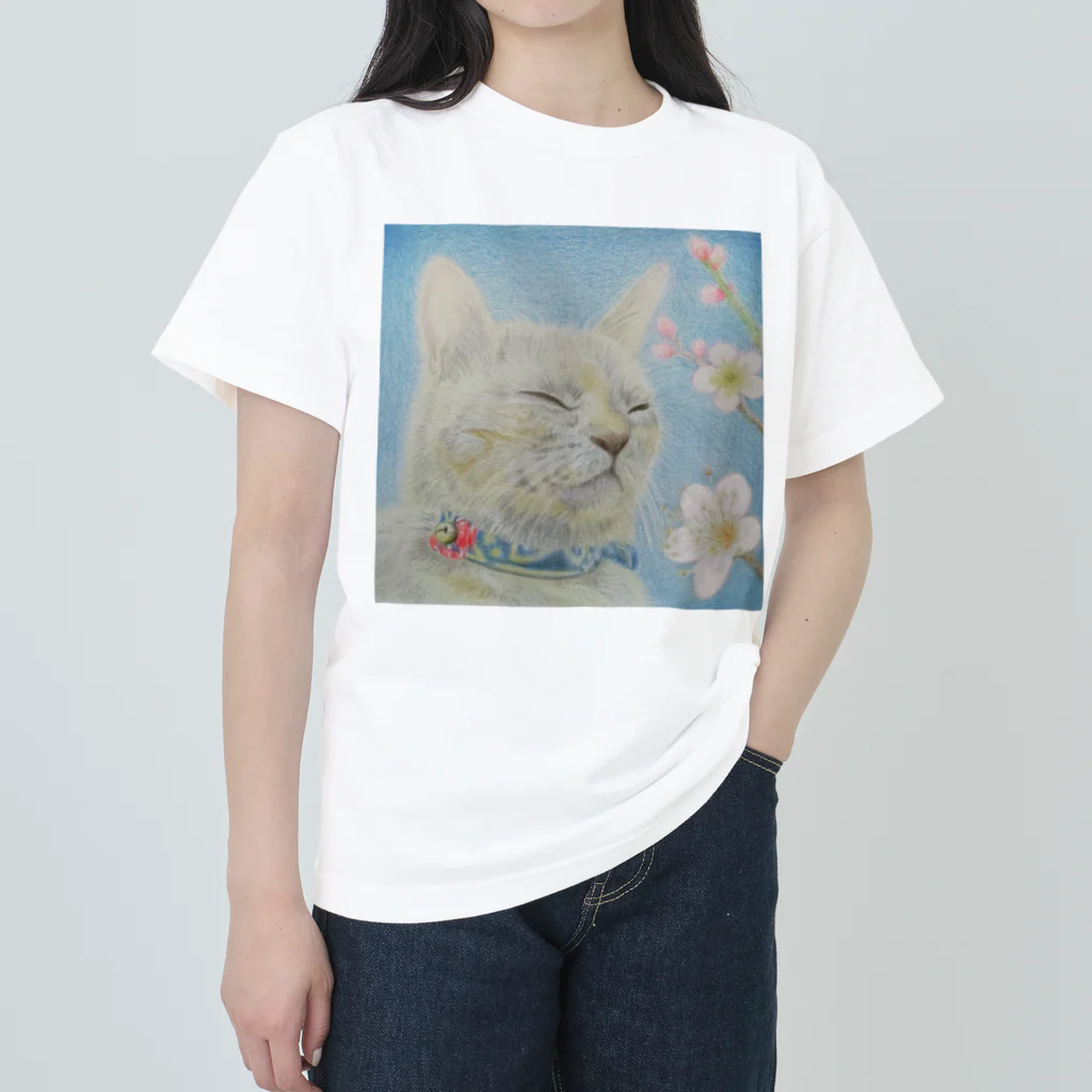 理絵のねこ ぬくぬく Heavyweight T-Shirt