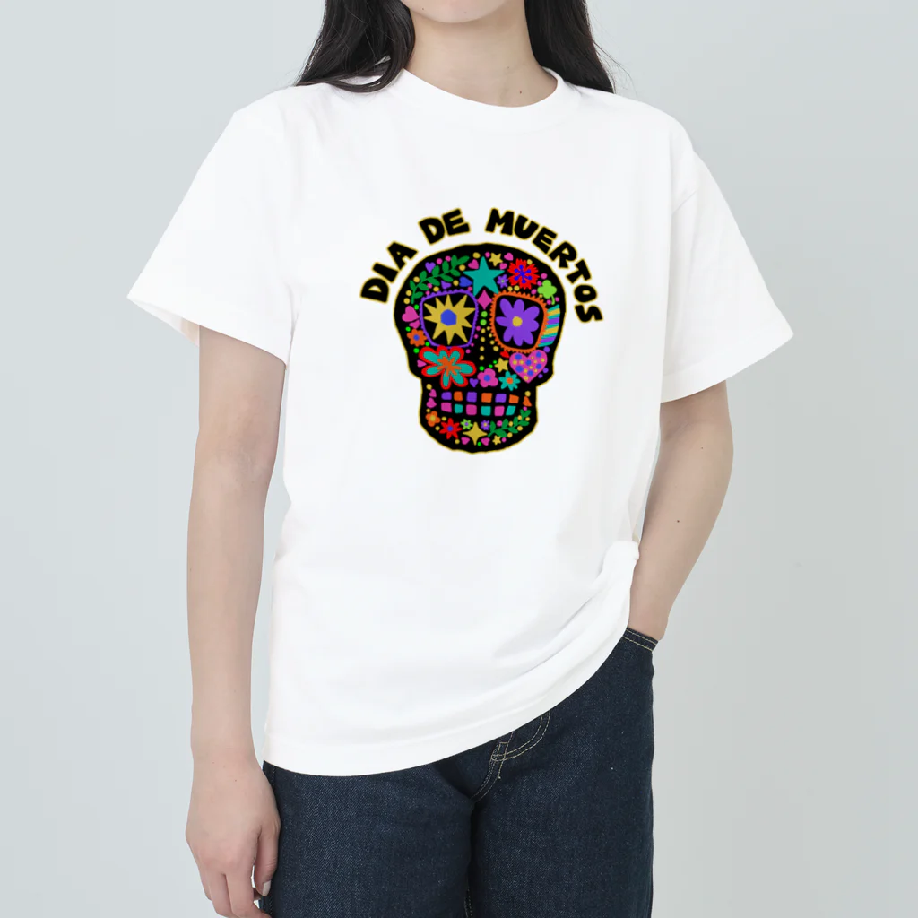 sandy-mのメキシコ風ドクロ Dia de muertos ヘビーウェイトTシャツ