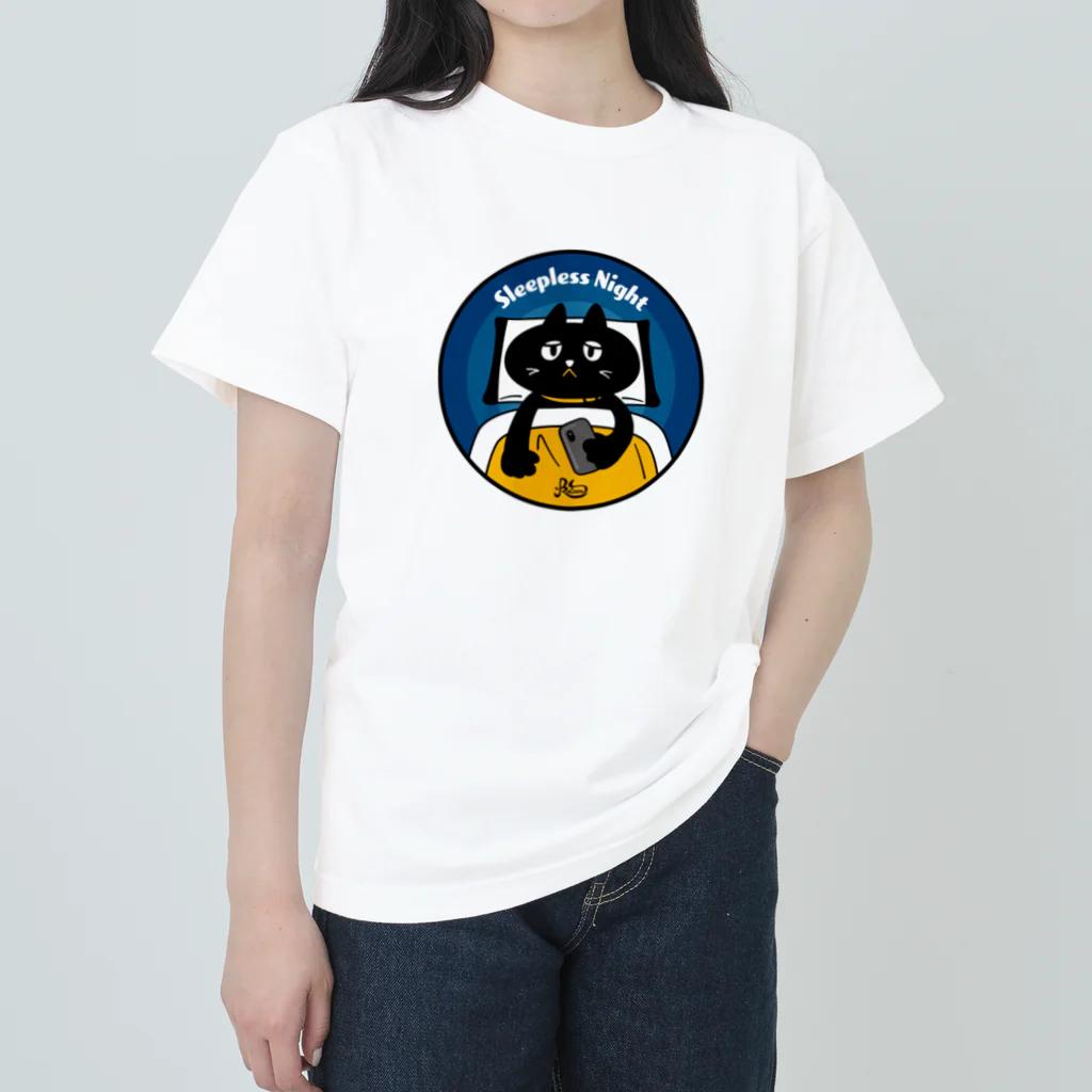 kocoon（コクーン）の眠れない猫 ヘビーウェイトTシャツ