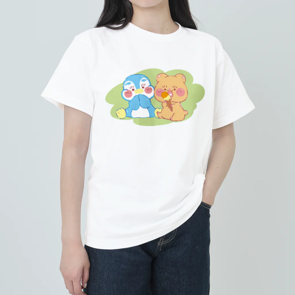 ぽとすの溶けちゃうよ！〜くまさんとまゆぺん〜 ヘビーウェイトTシャツ