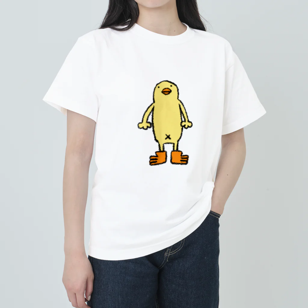 ぴょろりんちょ🐤の細長いひよこ人間ぴよのTシャツ ヘビーウェイトTシャツ