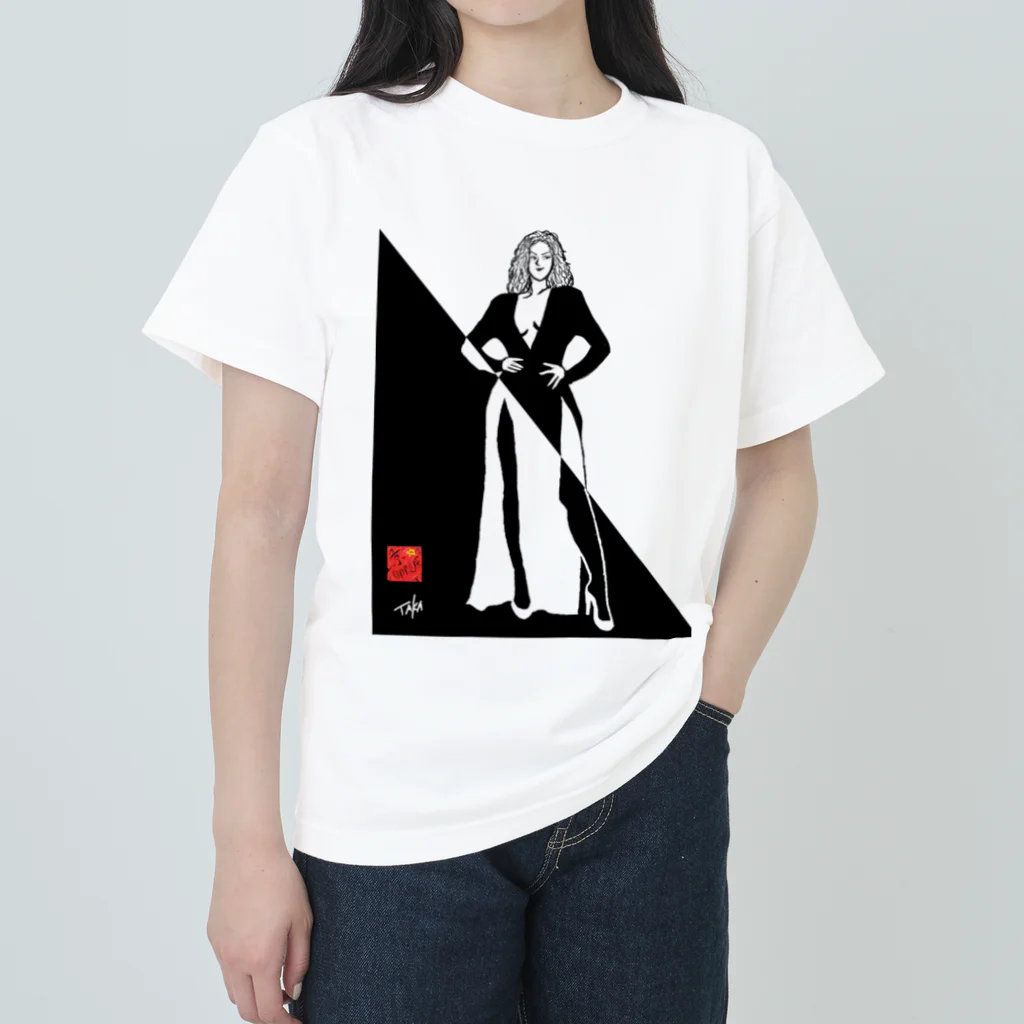 京都の魔雑貨堂の白と黒の女 ヘビーウェイトTシャツ