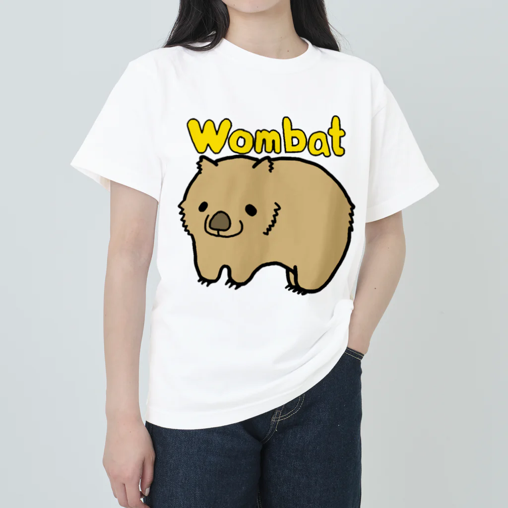 クマノ コリンのおうちのまんまるウォンバットくん ヘビーウェイトTシャツ