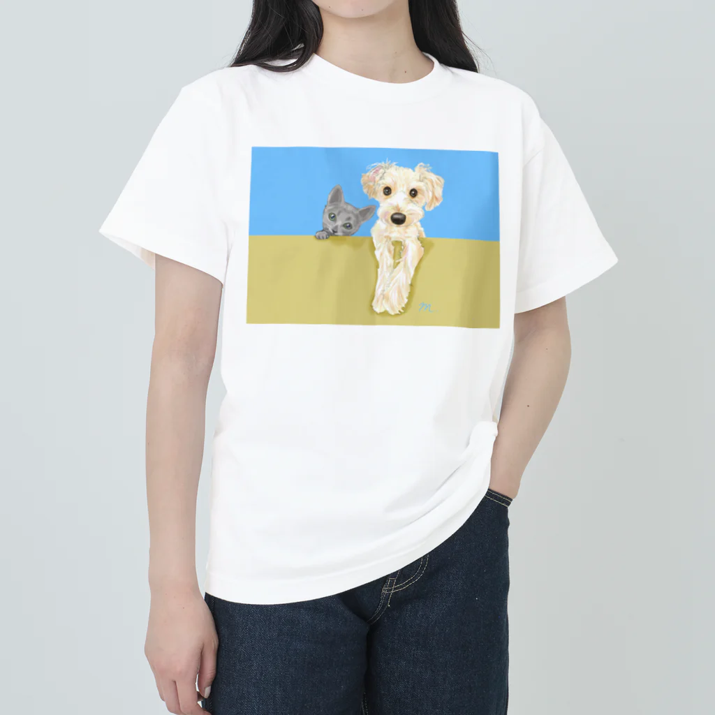 M-SUZURIのわんことにゃんこ☆ラフカラー ヘビーウェイトTシャツ