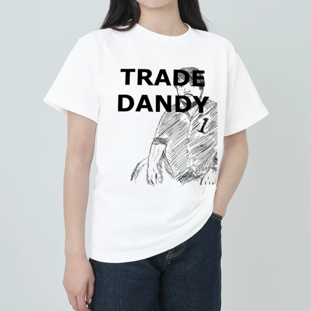 ニポトレ本舗☆投資家とトレーダーに捧ぐのTRADE DANDY 001 ストリートトレードダンディおじさん001 ヘビーウェイトTシャツ