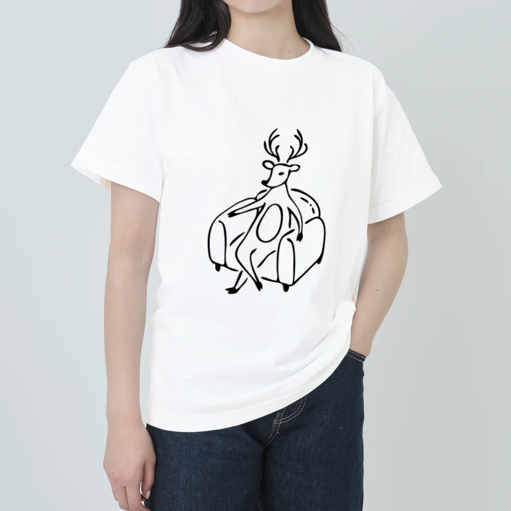 toss_toの鹿がソファに座る（線タイプ） Heavyweight T-Shirt