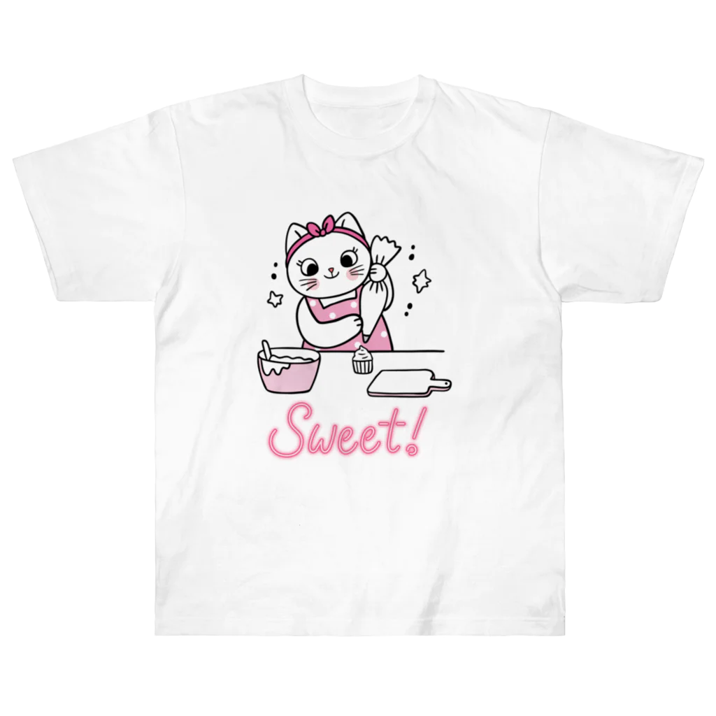 LoveAnimalの猫　お菓子づくり ヘビーウェイトTシャツ