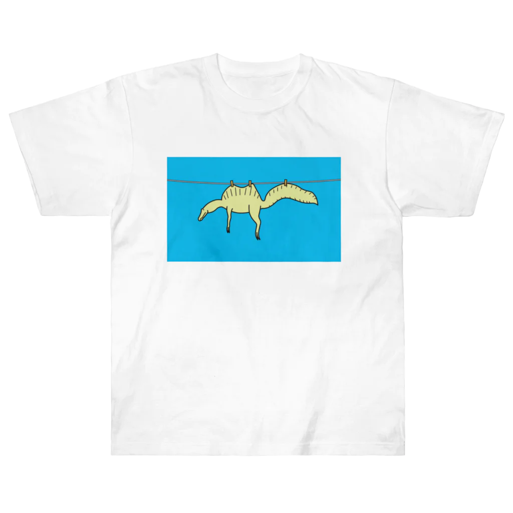 泥と暮らしのスピノサウルスの干し方 ヘビーウェイトTシャツ
