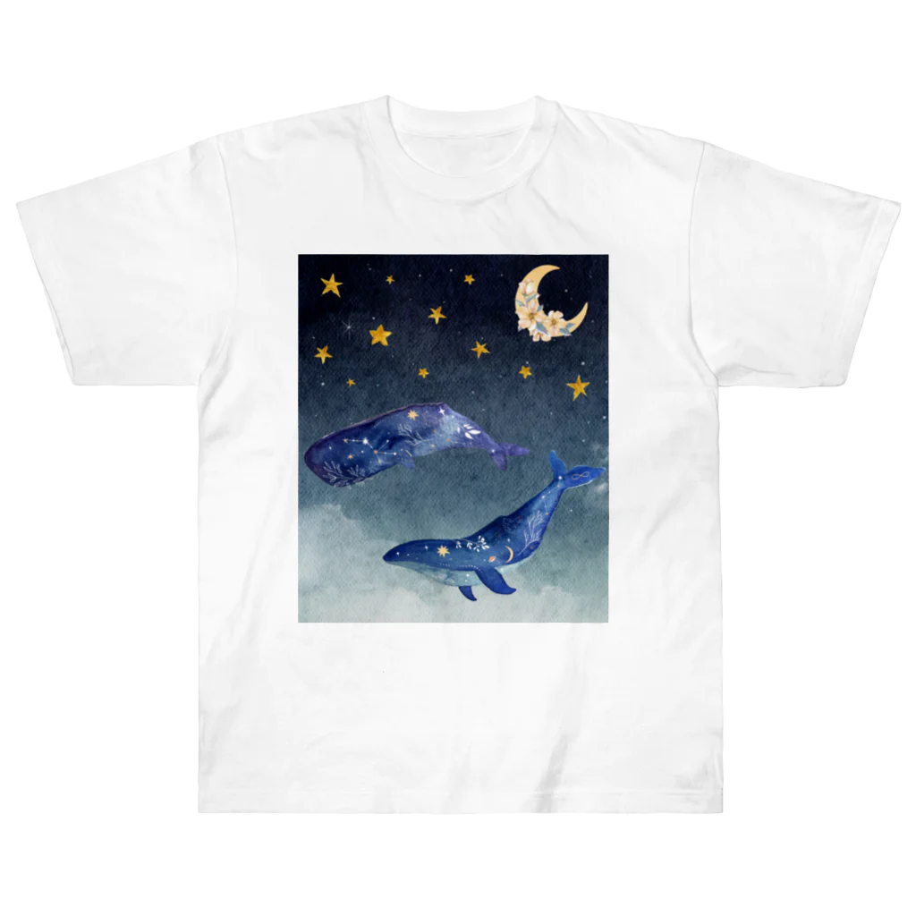 NEONEONの夜を泳ぐクジラ ヘビーウェイトTシャツ