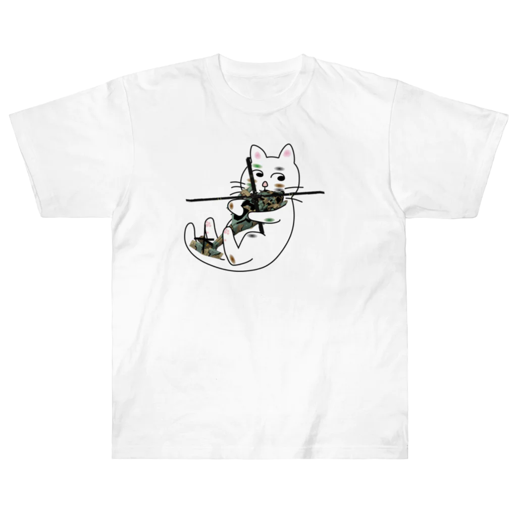 Y.T.S.D.F.Design　自衛隊関連デザインの猫 ヘビーウェイトTシャツ