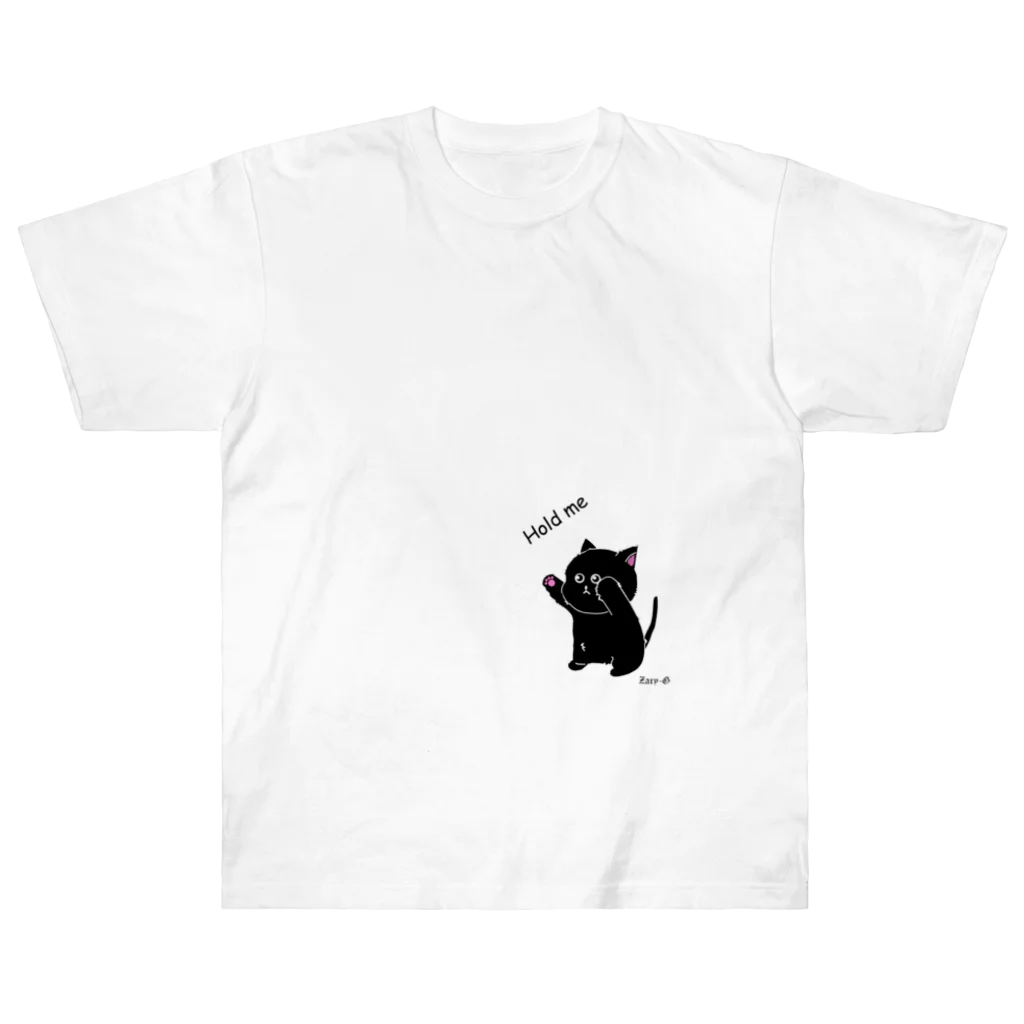 ねこふく本舗のHold me(黒） ヘビーウェイトTシャツ