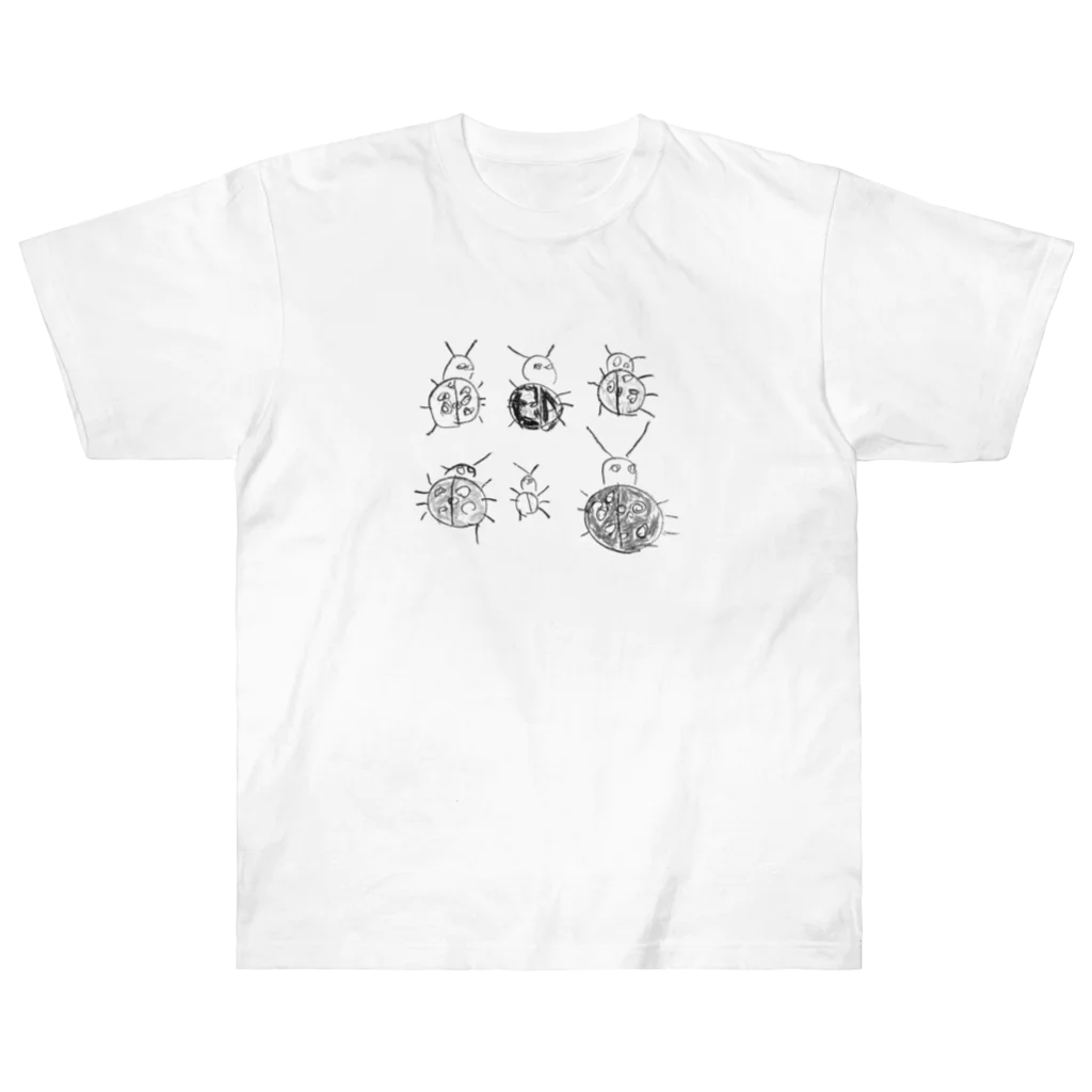 ねこ田ねこ子のこどもが描いたモノクロのてんとう虫の Heavyweight T-Shirt