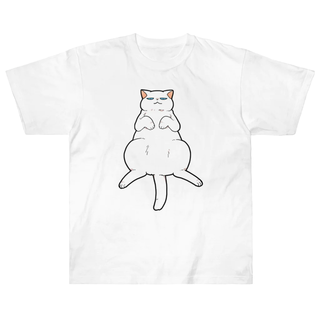 OSORAのおなか丸出し猫 ヘビーウェイトTシャツ