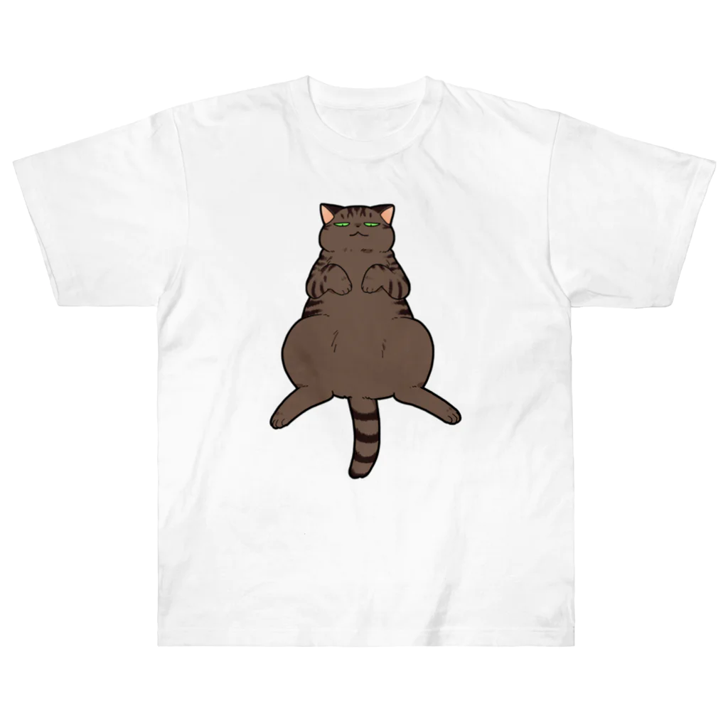 OSORAのおなか丸出し猫 ヘビーウェイトTシャツ