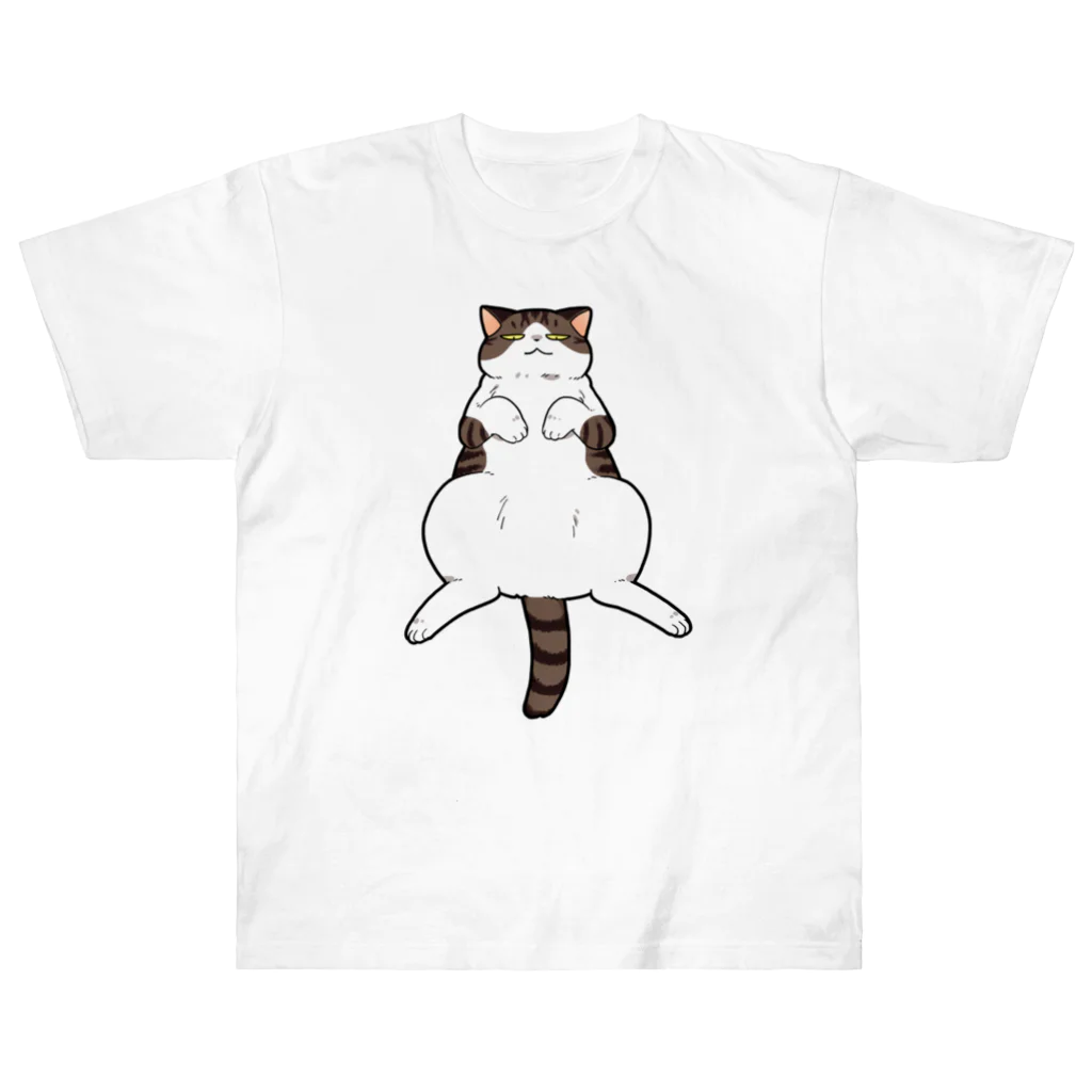 OSORAのおなか丸出し猫 ヘビーウェイトTシャツ