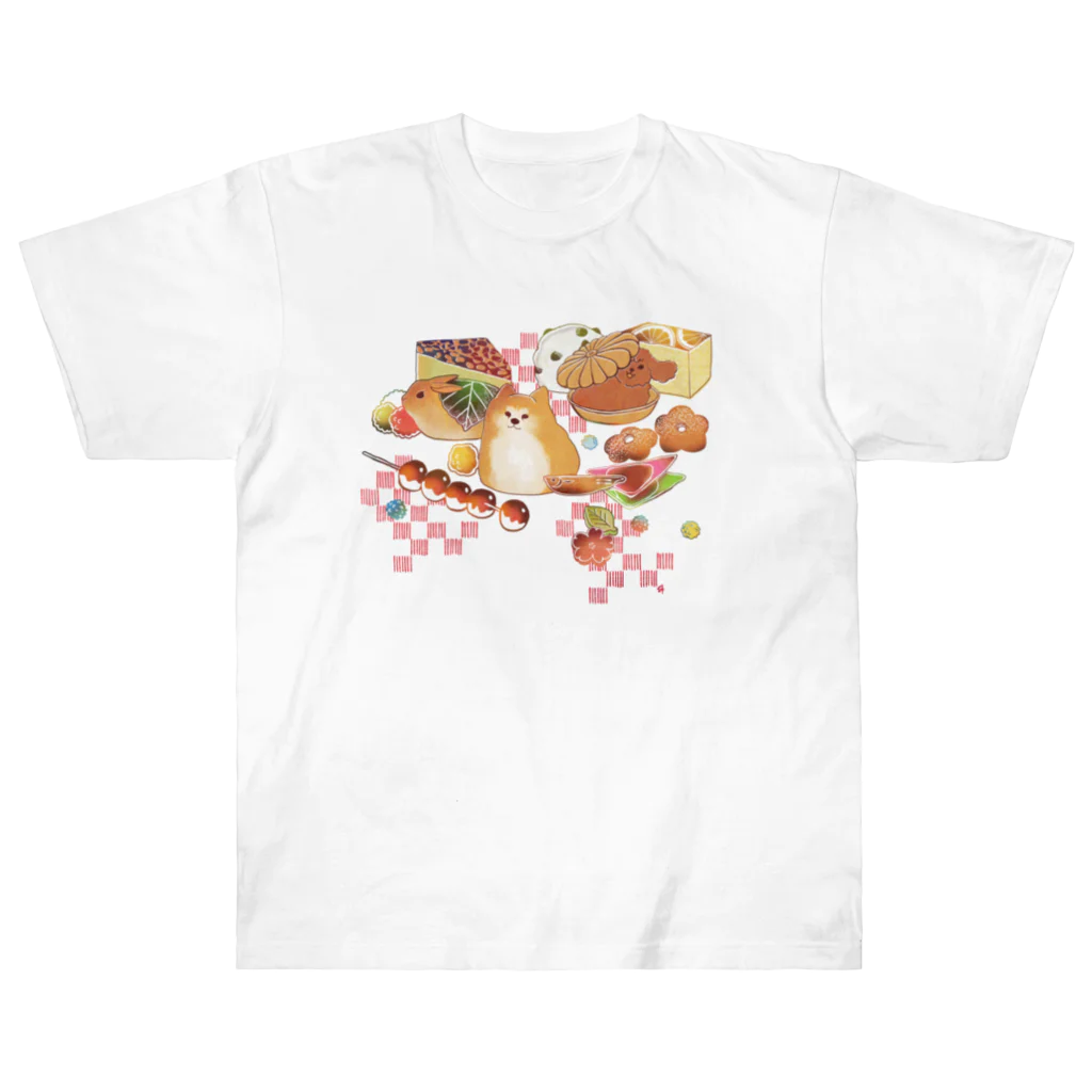 透月糖花のもふもふ和菓子ちゃん Heavyweight T-Shirt