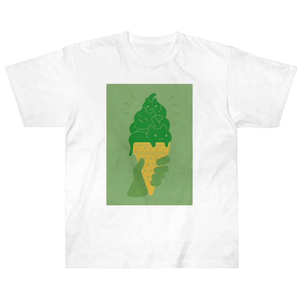 AI作家さむねこの作品集のIce Cat Matcha ヘビーウェイトTシャツ