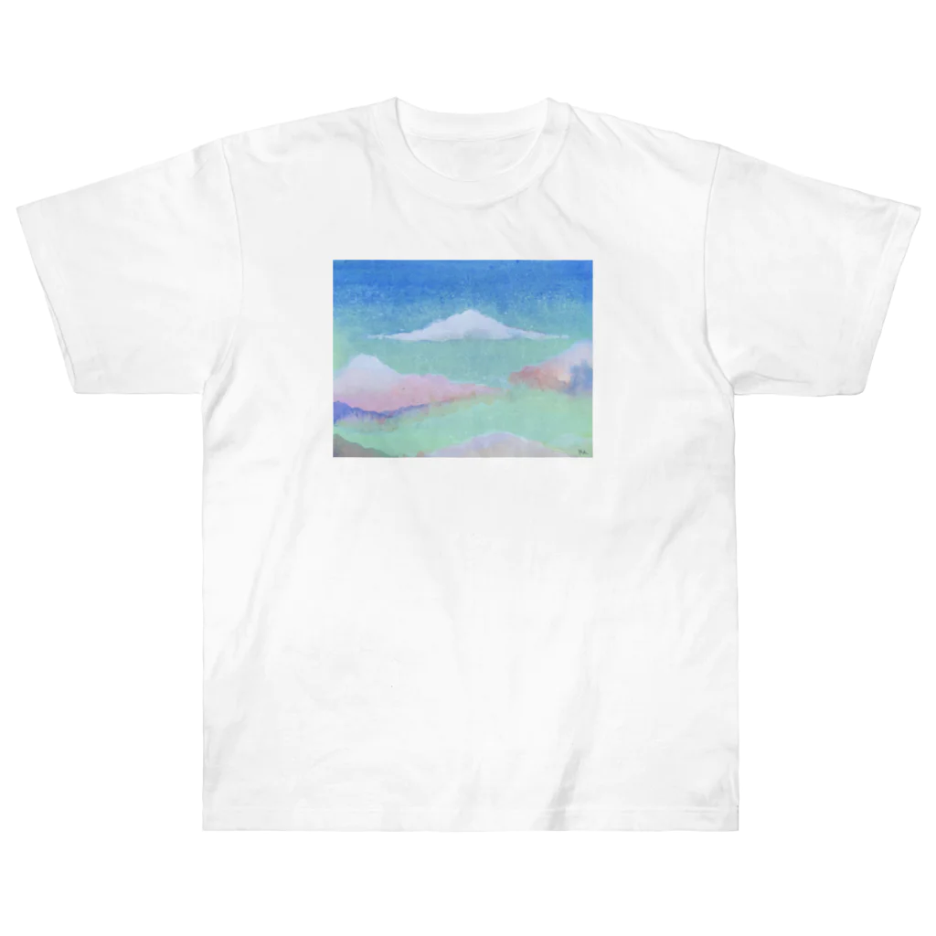 ゆかしのぺろ〜んshopの夕暮れの散歩道(春) Heavyweight T-Shirt