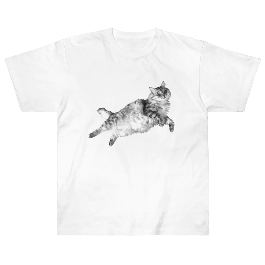 マツバラの寝そべりもさもさねこ Heavyweight T-Shirt