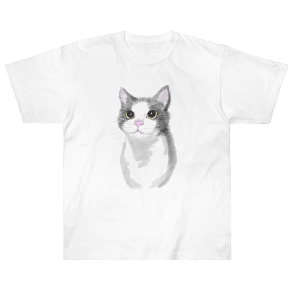 お猫様大好きナスビのハチワレ猫 Heavyweight T-Shirt