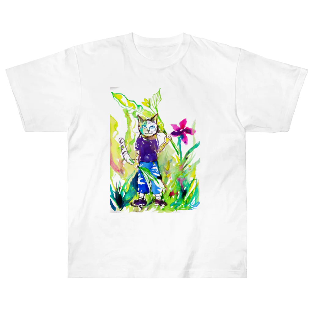 あおニャーマンの猫の少年 Heavyweight T-Shirt