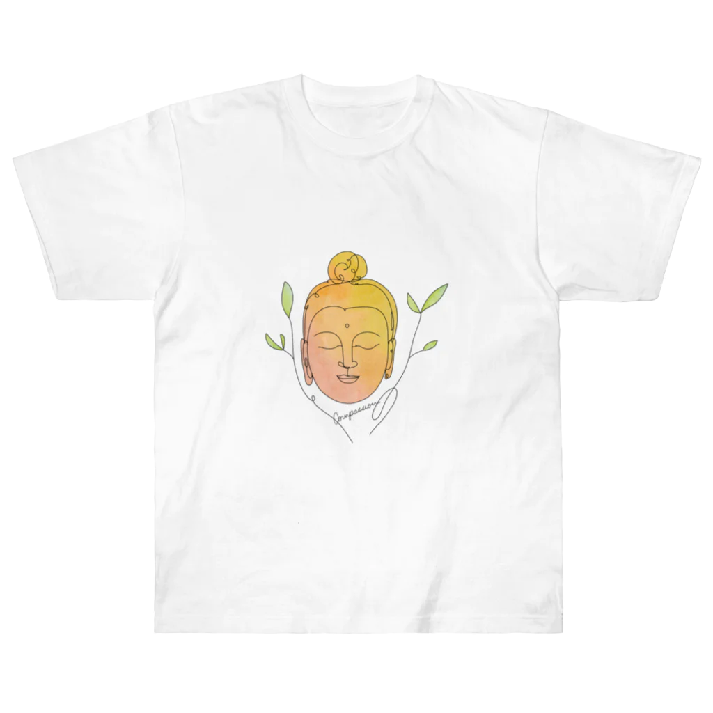 ドリゼラのおみやげ販売所のCompassion Buddha -オレンジ- ヘビーウェイトTシャツ