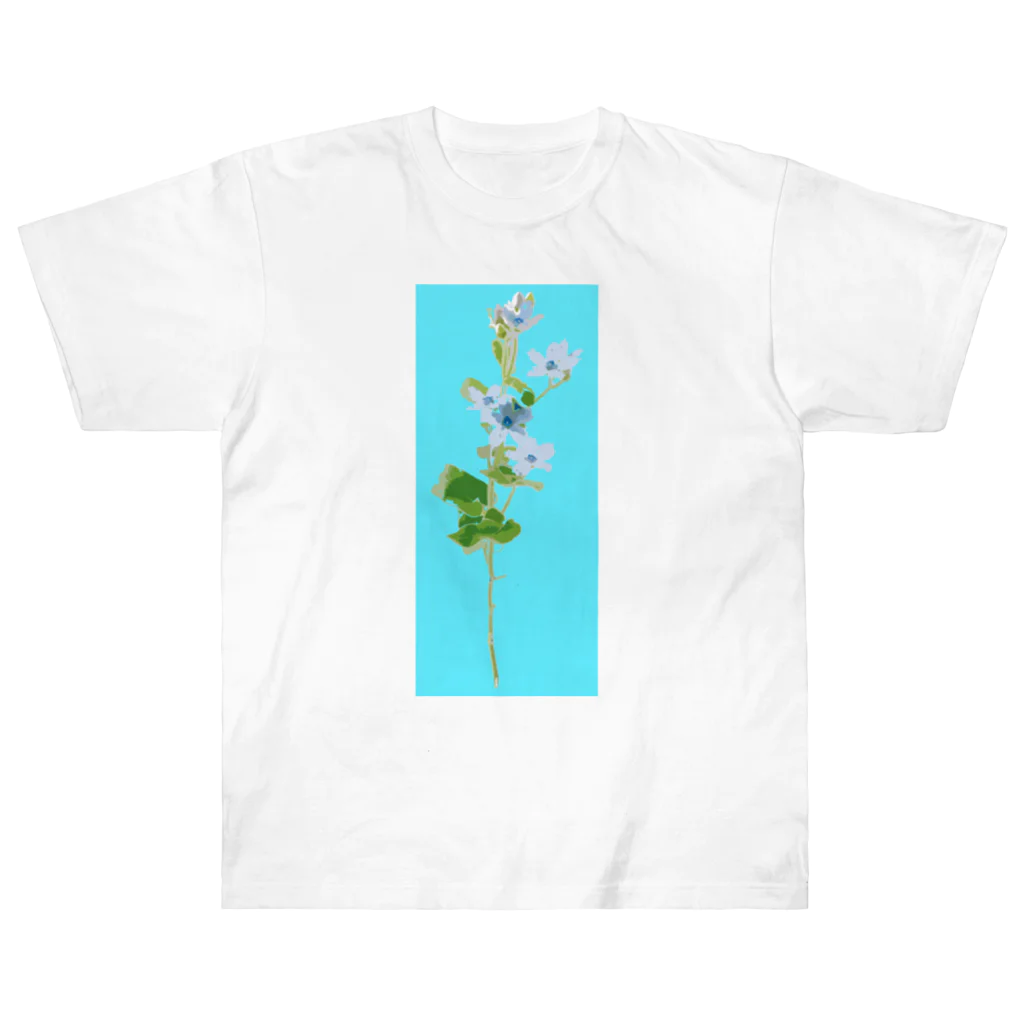 shi-chi Labo graph(詩一）のブルースター(青背景) ヘビーウェイトTシャツ