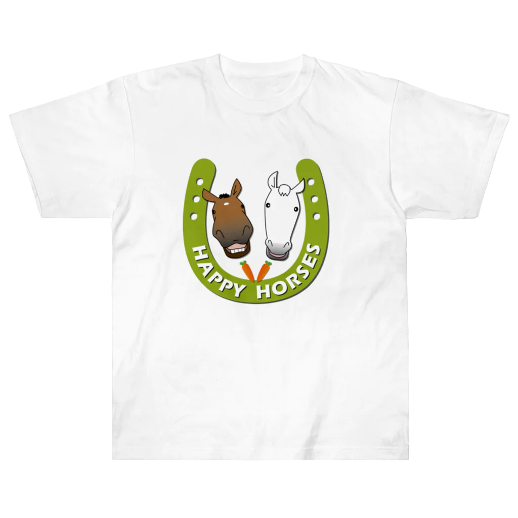 SHOP HAPPY HORSES（馬グッズ）のハッピーホース（蹄鉄カラフル） Heavyweight T-Shirt