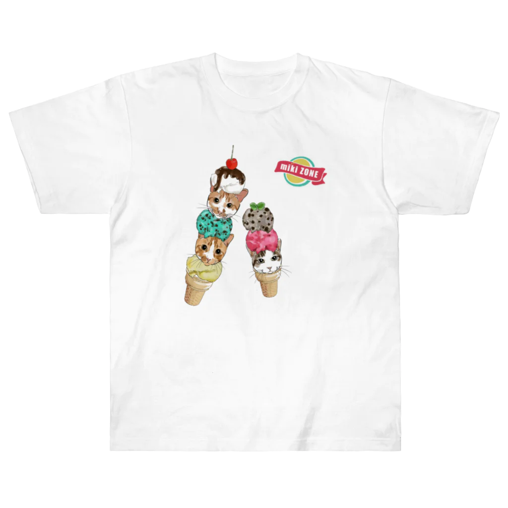 みきぞーん｜保護猫 ミッキー画伯と肉球とおともだちのrui&ram&ta-chan ice Heavyweight T-Shirt