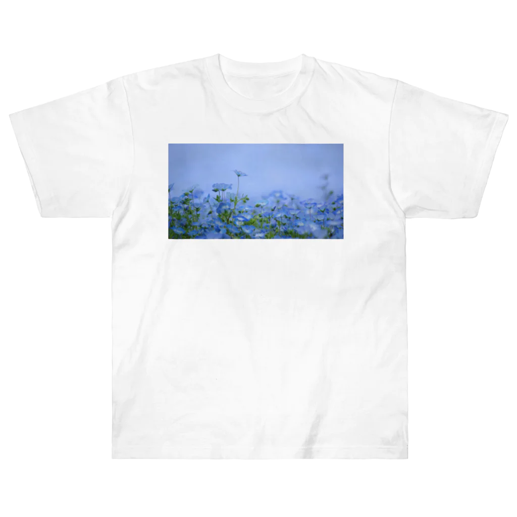 ルーツの青い花の写真 ヘビーウェイトTシャツ