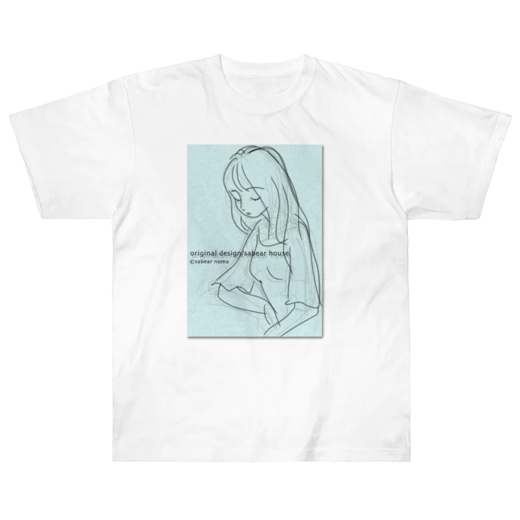 obosa_DENS/SABEAR_shop ＠SUZURIのrough drawing girl-1_ウェア ヘビーウェイトTシャツ