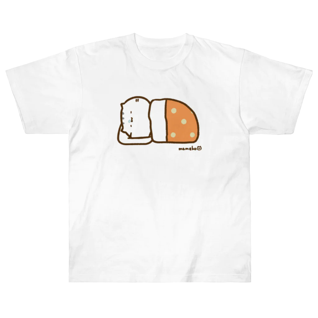 まめこ'ずショップの寝るねこ ヘビーウェイトTシャツ