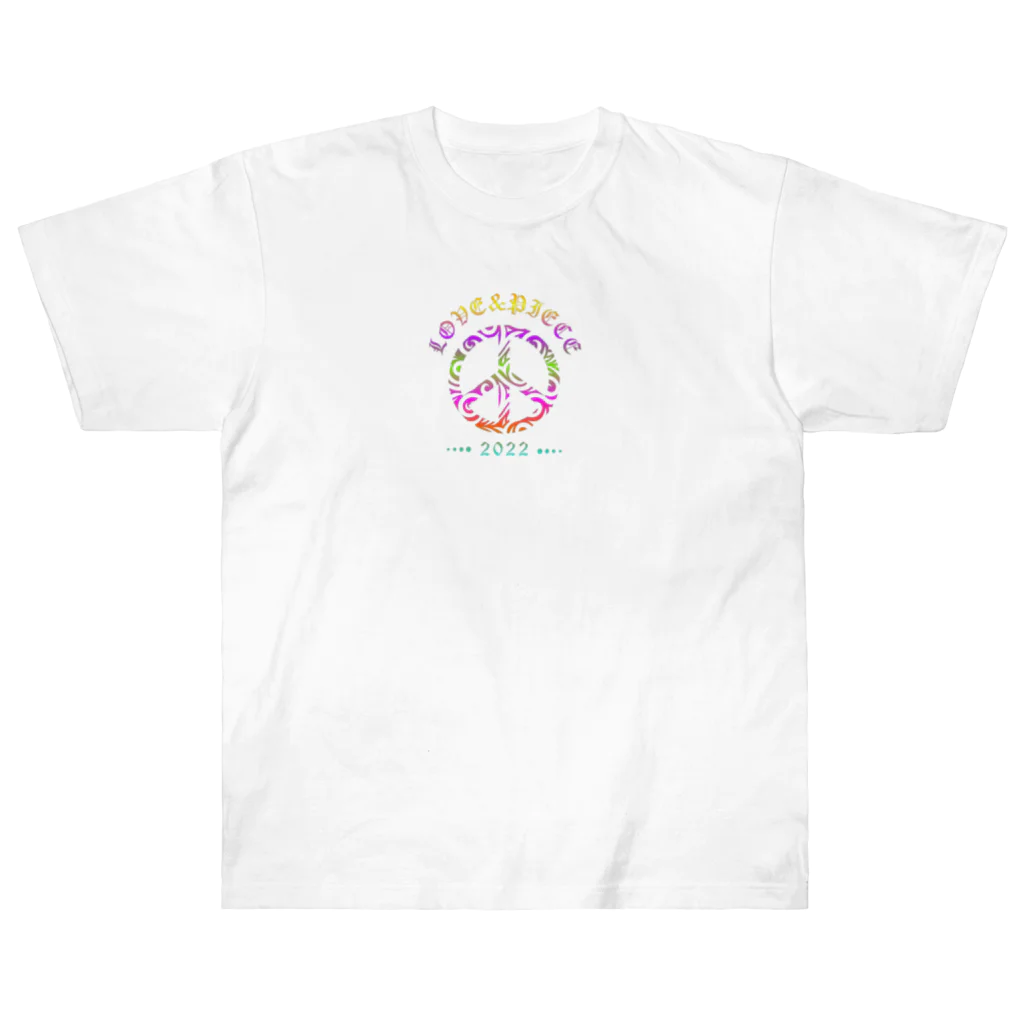 薈.collectionのLove＆peaceシリーズRainbowcolorバージョン ヘビーウェイトTシャツ