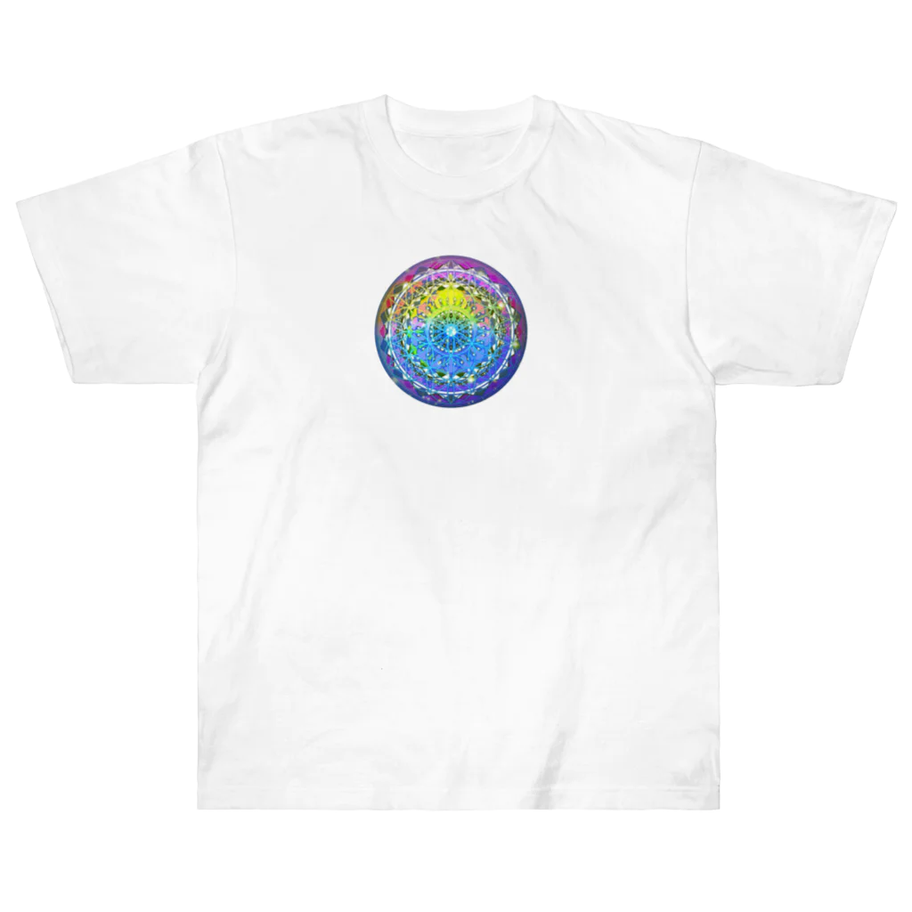 💖宇宙整体♪🌈♪こころからだチャンネル♪💖のFlower of Life STAR rights Heavyweight T-Shirt