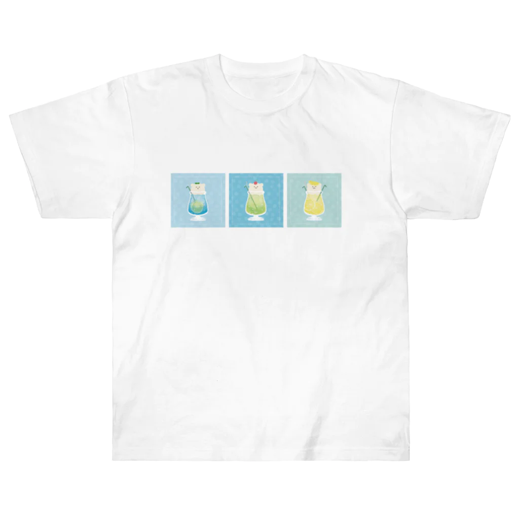 ざぱきちのお店の★くまさんクリームソーダデザイン ヘビーウェイトTシャツ