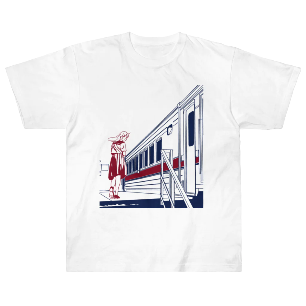 鳥辺　茜のある駅での風景 ヘビーウェイトTシャツ