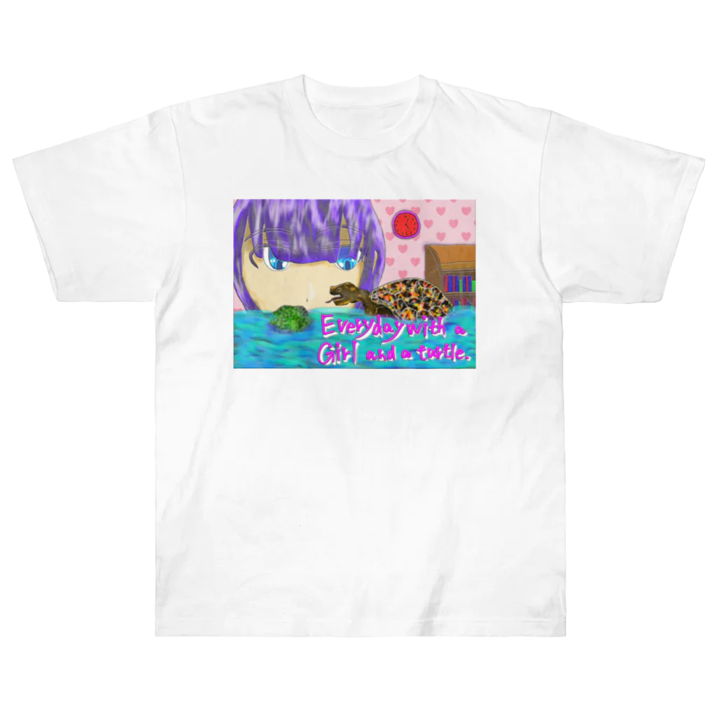 AkironBoy's_Shopの亀と少女の日常 Heavyweight T-Shirt