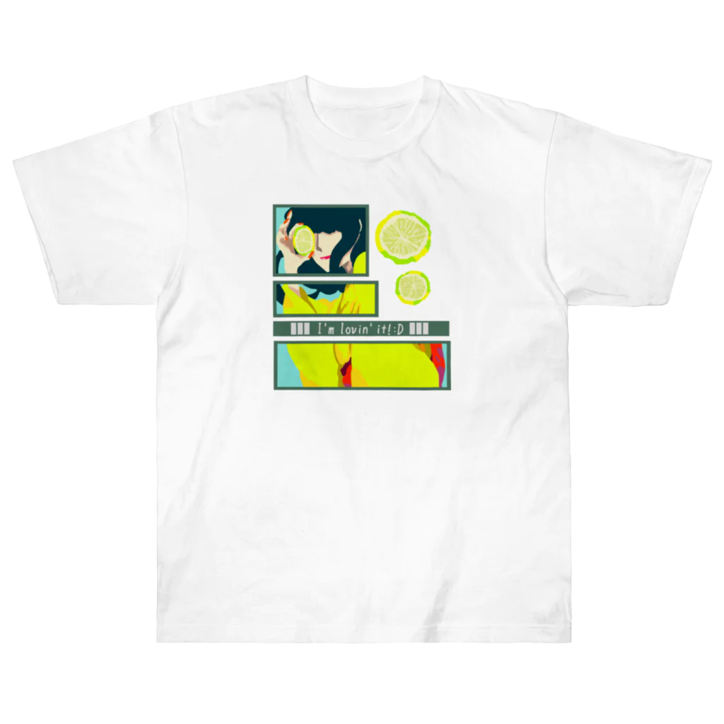 GOODS SHOP【そぞろな小窓】 SUZURI店の【I'm lovin' it! :D -lemon-】 ヘビーウェイトTシャツ