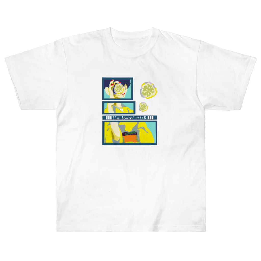 GOODS SHOP【そぞろな小窓】 SUZURI店の【I'm lovin' it! :D -yuzu-】 ヘビーウェイトTシャツ