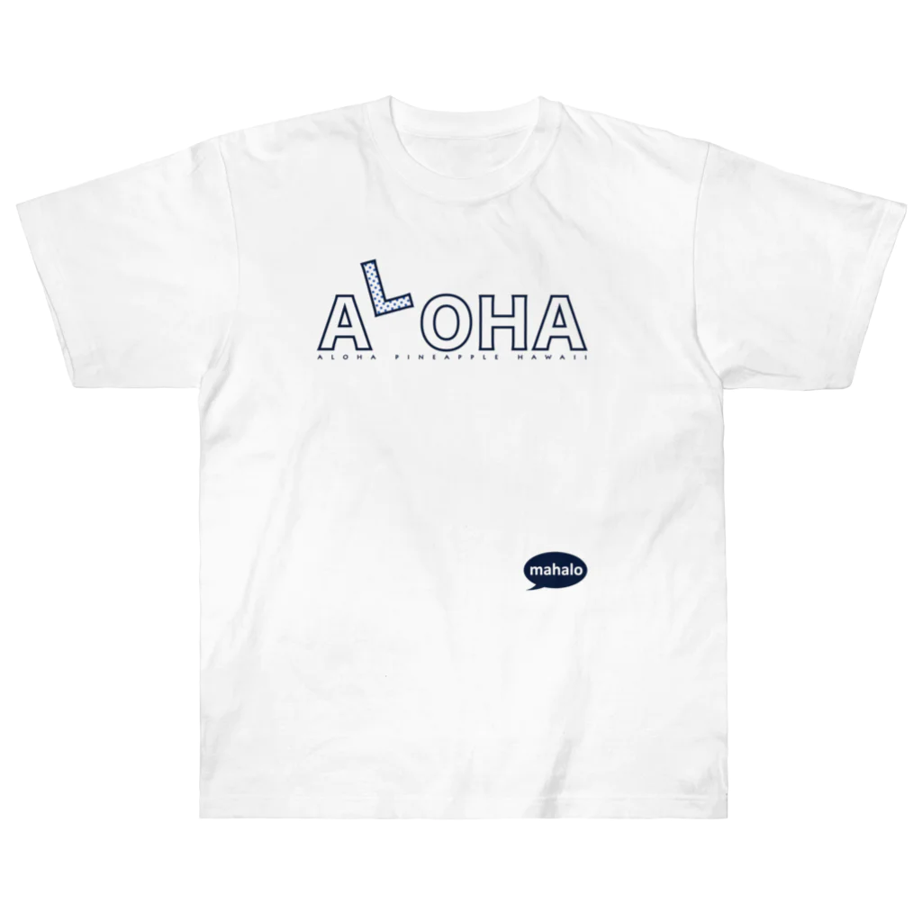 aloha_pineapple_hawaiiのALOHA dots navy blue　108 ヘビーウェイトTシャツ