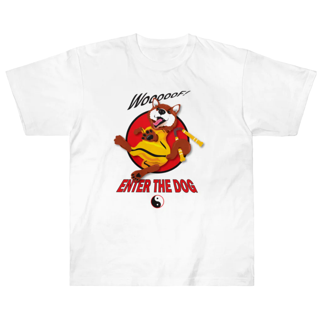 ShibazooのEnter the Dog- Dog Kung Fu! ヘビーウェイトTシャツ