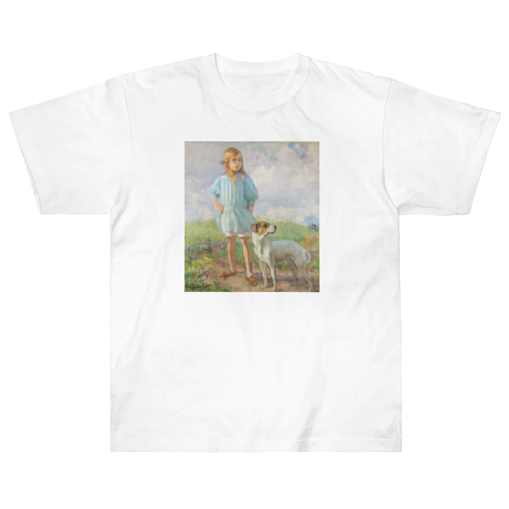 kaigaのエーロ・ヤルネフェルト 「少女と犬」 （1910） ヘビーウェイトTシャツ